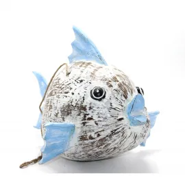 El Yapımı Ahşap Balık Biblo Deniz Temalı Duvar Dekoru Askılı – 30x28cm Rustik Obje