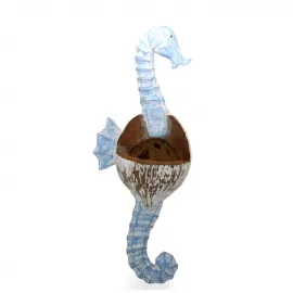 El Yapımı Ahşap Deniz Atı Duvar Askısı | Doğal Hindistan Cevizi Dekoratif Obje 63x25 cm