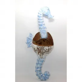 El Yapımı Ahşap Deniz Atı Duvar Askısı | Doğal Hindistan Cevizi Dekoratif Obje 63x25 cm