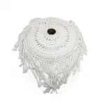 El Yapımı Bohem Beyaz Yuvarlak Makrome Çanta | Fringe Detaylı Plaj ve Yaz Stili