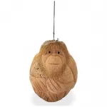 El Yapımı Doğal Hindistan Cevizi Maymun Büstü Dekoratif Obje | Etnik Tasarım Asma Biblo