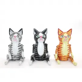 El Yapımı Ahşap Sallanan Kedi Biblo – Dekoratif Ev Aksesuarı ve Şirin Hediye Seçeneği