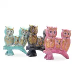 El Yapımı Ahşap Üçlü Baykuş Biblosu | Dekoratif Aile Baykuş Figürü | Ev ve Ofis Hediyelik Eşya