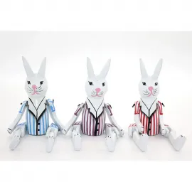 Dekoratif Ahşap Salanan Tavşan Biblo Figürü | El Yapımı Şık Ev ve Ofis Aksesuarı