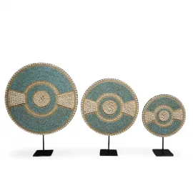 El Yapımı Deniz Kabukları ve Hasır İşlemeli Dekoratif Duvar Panosu Obje | Bohem ve Etnik Ev Dekoru