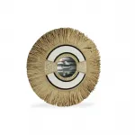 El Yapımı Bohem Hasırlı Yuvarlak Duvar Aynası | Doğal Hasır Fringe & Boncuk İşlemeli Dekoratif Ayna