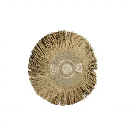 El Yapımı Doğal Hasır ve Deniz Kabuğu Duvar Panosu | Bohem ve Etnik Dekorasyon