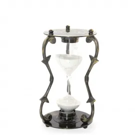 Antik Pirinç Kum Saati 14 Cm | Retro Dekoratif Zamanlayıcı | El Yapımı Otantik Hediyelik