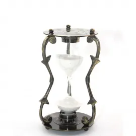 Antik Pirinç Kum Saati 14 Cm | Retro Dekoratif Zamanlayıcı | El Yapımı Otantik Hediyelik