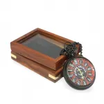 Nostaljik Denizci Temalı Ahşap Kutulu Köstekli Cep Saati | Vintage Çapa Tasarım Özel Hediye