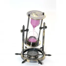 Antik Pirinç Dümenli Pusulalı Kum Saati: Şık Deniz Temalı Masa Dekorasyonu ve Zamanlayıcı