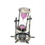 Antik Pirinç Dümenli Pusulalı Kum Saati: Şık Deniz Temalı Masa Dekorasyonu ve Zamanlayıcı