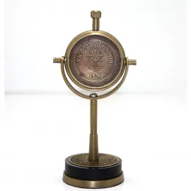 Vintage Victoria London 1876 Temalı Masa Üstü Dekoratif Pirinç Saat - Nostaljik Ofis ve Ev Dekoru