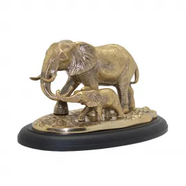 Elegans Pirinç Fil Biblosu: Anne ve Yavru Fil Heykeli, Ev ve Ofis Dekorasyonu için Sanatsal Dokunuş