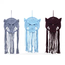 El Yapımı Makrome Baykuş Düş Kapanı Duvar Süsü | Bohem Ev Dekoru ve Hediyelik