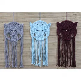 El Yapımı Makrome Baykuş Düş Kapanı Duvar Süsü | Bohem Ev Dekoru ve Hediyelik