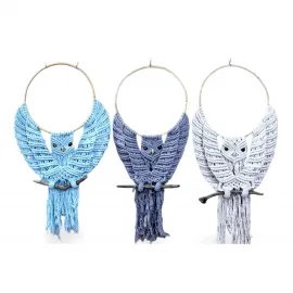 El Yapımı Makrome Baykuş Duvar Süsü 80 cm Büyük Boy Dekoratif Düş Kapanı Bohem Figür