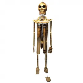 El Yapımı Ahşap İskelet Rüzgar Çanı Figürü - Otantik Ev ve Bahçe Dekorasyonu