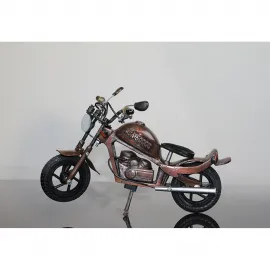 Vintage Metal Motosiklet Figürü - El Yapımı Klasik Bronz Chopper Biblo 30 Cm