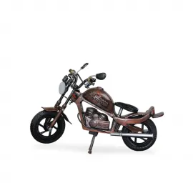 Vintage Metal Motosiklet Figürü - El Yapımı Klasik Bronz Chopper Biblo 30 Cm