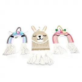 El Yapımı Makrome Unicorn Llama Gökkuşağı Düş Kapanı | Bebek Çocuk Odası Duvar Biblosu Rüya Kapanı