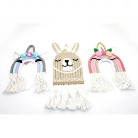 El Yapımı Makrome Unicorn Llama Gökkuşağı Düş Kapanı | Bebek Çocuk Odası Duvar Biblosu Rüya Kapanı