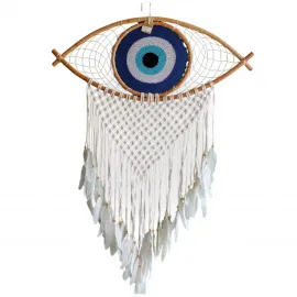 El Yapımı Nazar Boncuklu Düş Kapanı Rüya Kapanı | Büyük Boy Dream Catcher Duvar Dekoru