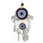 El Yapımı Nazar Boncuklu Düş Kapanı | Dekoratif Mavi Beyaz Rüya Kapanı Dream Catcher Ev Ofis Aksesuarı