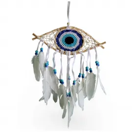 El Yapımı Nazar Boncuğu Göz Tasarımlı Otantik Rüya Kapanı Düş Kapanı Duvar Dekoru