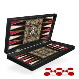 El Yapımı Sedef İşlemeli Lüks Tavla Seti | Klasik Ahşap Sanat Eseri Oyun Tahtası