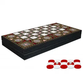 El Yapımı Sedef İşlemeli Lüks Tavla Seti | Klasik Ahşap Sanat Eseri Oyun Tahtası