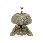 Antika Görünümlü Tamamı Pirinç Üzüm Desenli Resepsiyon Zili - Otel ve Ev Dekorasyonu İçin Şık Masa Zili