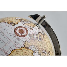 Dekoratif Beyaz Atlas Yerküre Ahşap Kaideli