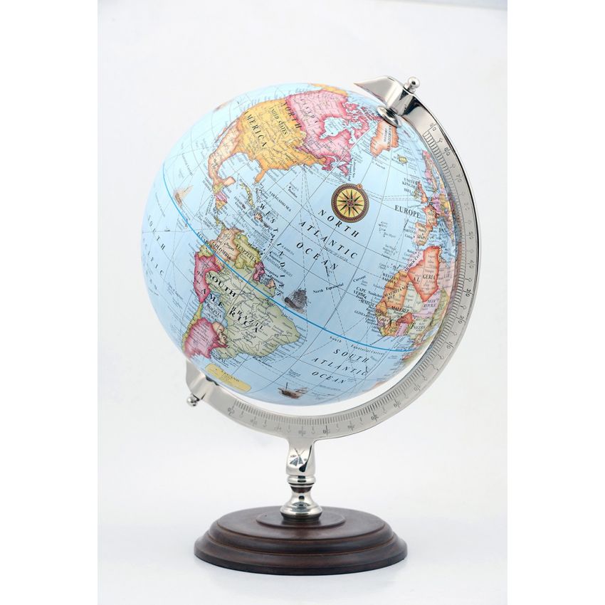 Dekoratif Mavi Atlas Yerküre Ahşap Kaideli Dekoratif Mavi Atlas Yerküre Ahşap Kaideli