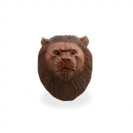 El Yapımı Maun Ağacı Aslan Biblosu | Otantik Ahşap Dekoratif Ev Ofis Objesi