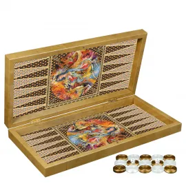 Özel Tasarlanmış Hatem Sanatı Lüks Tavla Seti | El Yapımı Ahşap Dekoratif Oyun