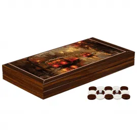 Artwork Trendy Tramvay Tasarımı Ahşap Tavla Seti | Modern Tasarım ve Kaliteli Oyun Deneyimi