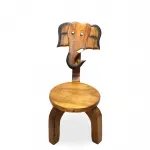 El Yapımı Ahşap Fil Figürlü Çocuk Sandalyesi – Kreş ve Çocuk Odası Dekorasyonu İçin Özel Tasarım