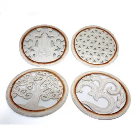 El Oyması Ahşap Duvar Panosu | Spiritüel Semboller Dekoratif Obje 30 Cm