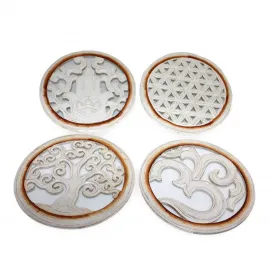 El Oyması Ahşap Duvar Panosu | Spiritüel Semboller Dekoratif Obje 30 Cm