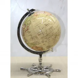 Nostaljik Dümen Kaideli Dekoratif Dünya Küresi 32 cm – Vintage Ev Ofis Hediyelik