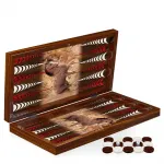 Lüks El Yapımı At Desenli Ceviz Tavla Takımı - Premium Koleksiyon Oyun Seti