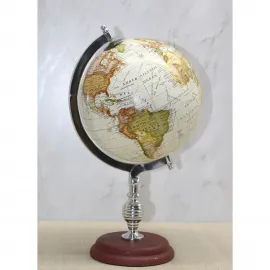 Vintage Tarzı Dekoratif Dünya Küresi | Antik Görünümlü Metal Standlı Şık Ev ve Ofis Aksesuarı
