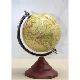 Antik Stil Dekoratif Dünya Küresi Kahverengi Standlı | Ofis ve Ev İçin Şık Coğrafya Dekoru