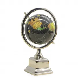 Gümüş Metal Ayaklı Siyah Dünya Küresi: Ev, Ofis ve Çalışma Alanları İçin Estetik Dekorasyon