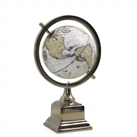 Lüks Metal Standlı Antik Görünümlü Dekoratif Dünya Küre - Ev ve Ofis Hediyesi