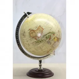 Antik Görünümlü Dekoratif Dünya Küre: Vintage Tarzı Eğitici Masaüstü Obje – 40x30 cm