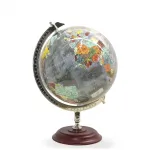 Modern Gri Tonlarda El Yapımı Dekoratif Dünya Küre - Ahşap Tabanlı Şık Ofis ve Ev Aksesuarı