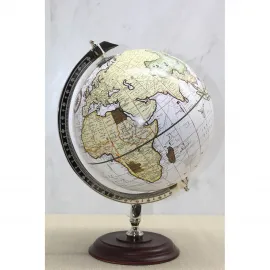 Vintage Antika Görünümlü Dekoratif Dünya Küre | Şık Ev ve Ofis Masaüstü Harita