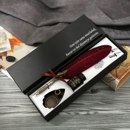 Kişiye Özel Tüylü Divit Kalem - Hokka ve Mürekkepli Kaligrafi Seti